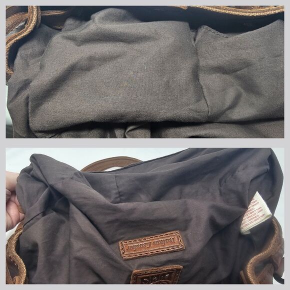 Lucky Brand Handbag Brown Italian Leather Boho Floral Applique Shoulder Bag Rare - Picture 15 of 16